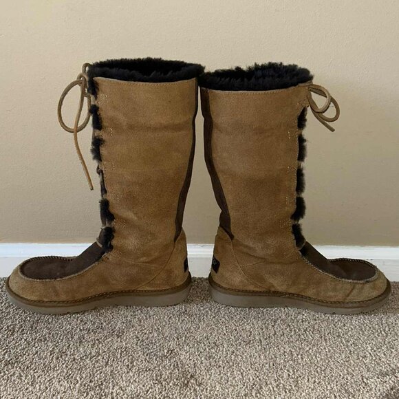 UGG Australia Chestnut Suede Moccasin Tall Lace-Up Boot; sz. 8 - Picture 6 of 15